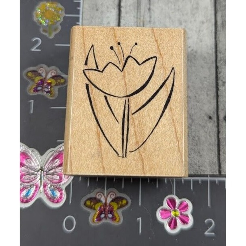 CTMH Flowers Signs of Spring S817 Rubber Stamp Wood #F57